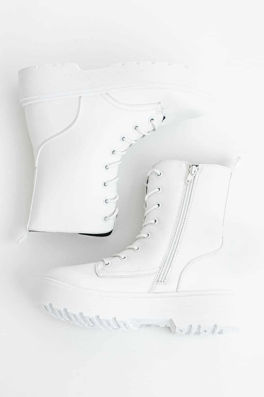 Solid White Platform Boots