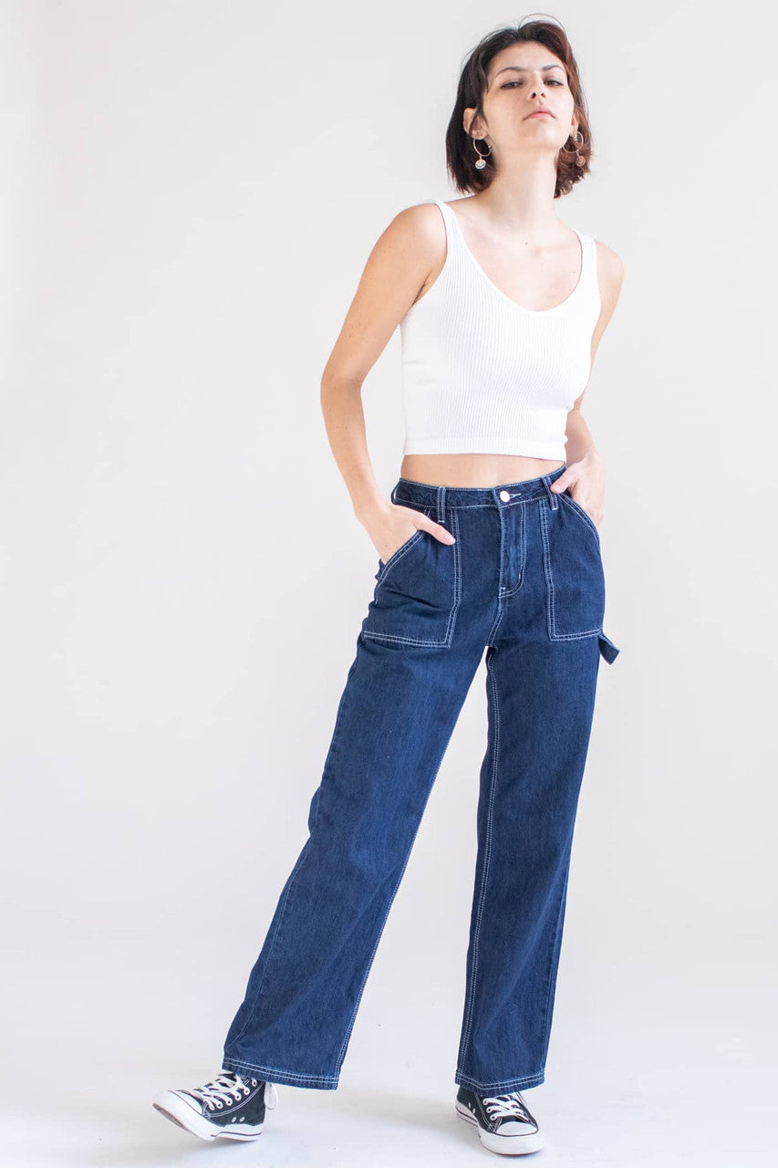 White Ribbed Seamless Crop Tank