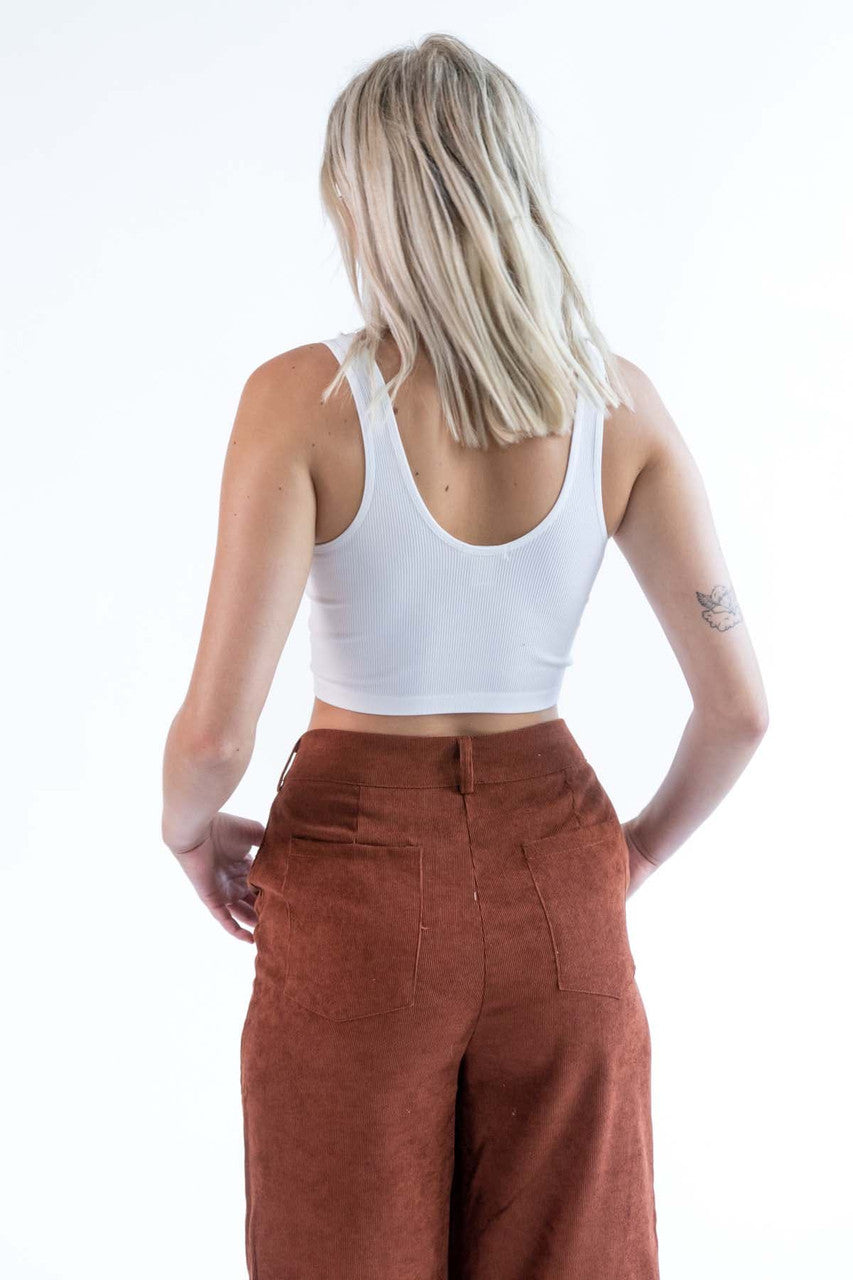 White Seamless Henley Tank Top