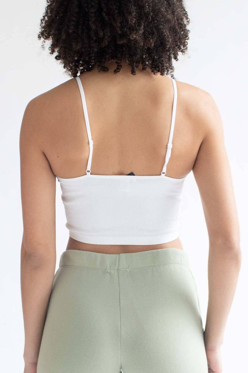 White Seamless Hook & Eye Cropped Cami