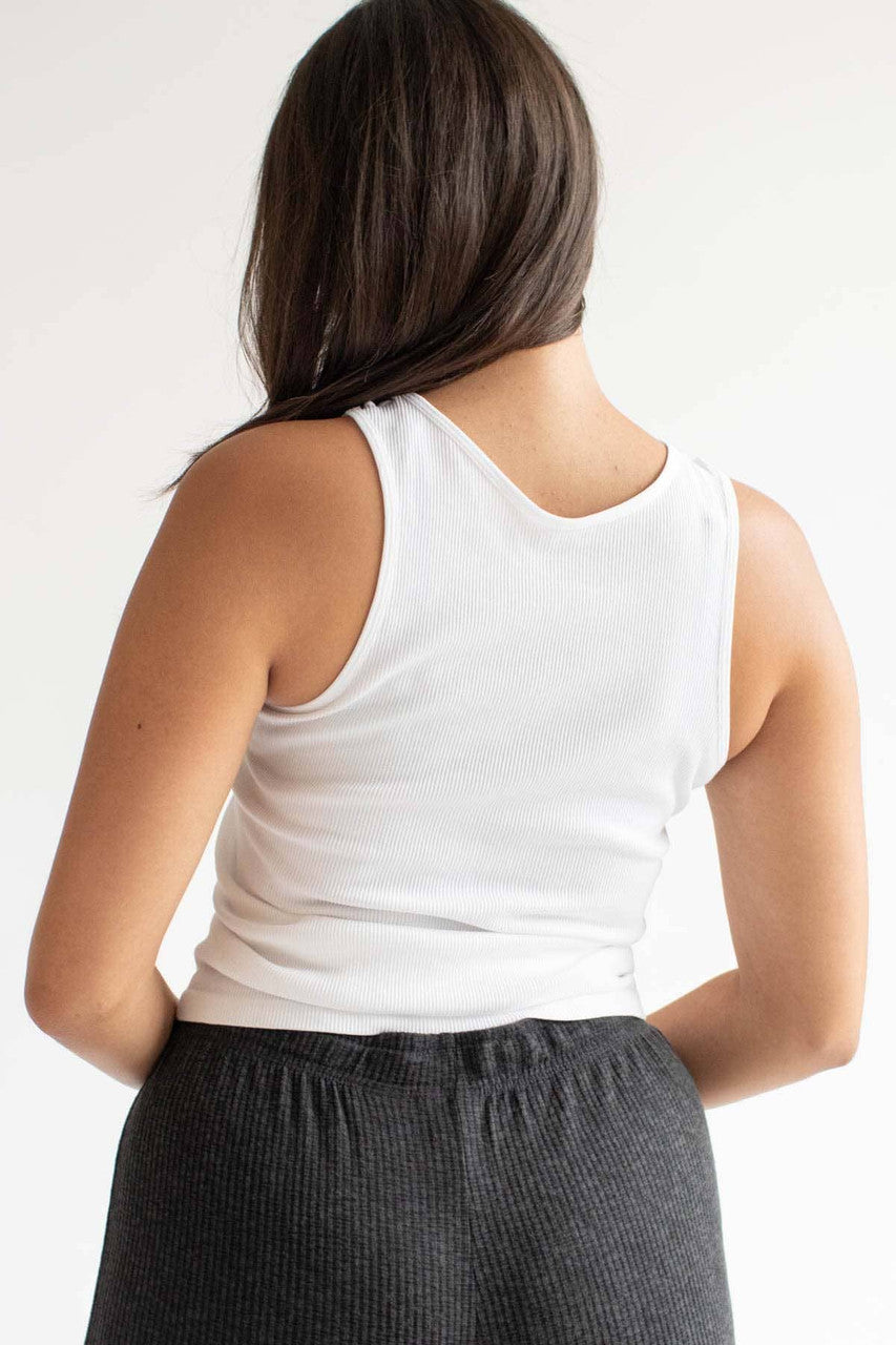 White Ribbed Seamless Tank (Extended Sizes)