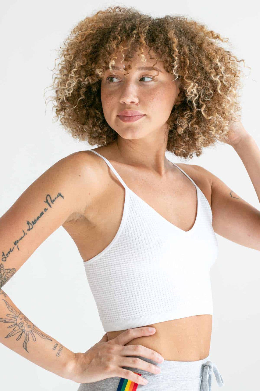 White Seamless Waffled Cami