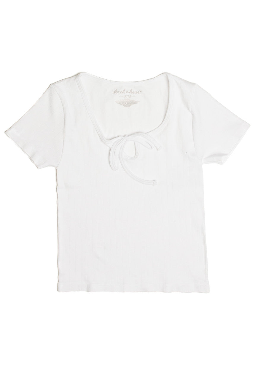 White Tie Neck Seamless Tee