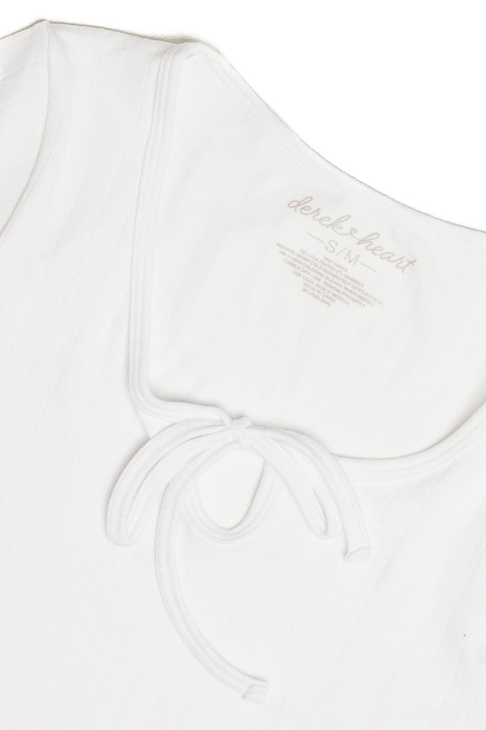 White Tie Neck Seamless Tee
