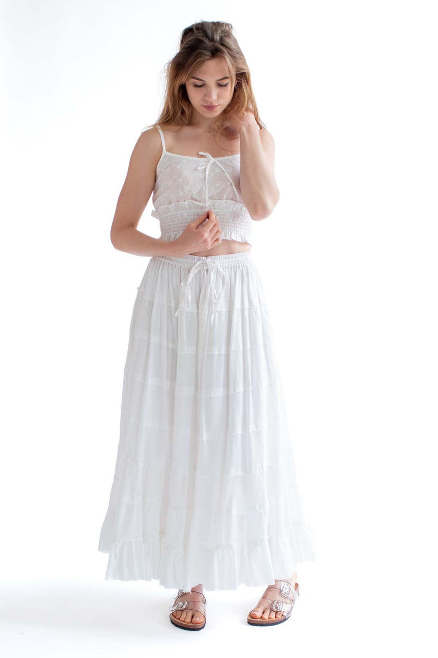 White Tiered Maxi Skirt