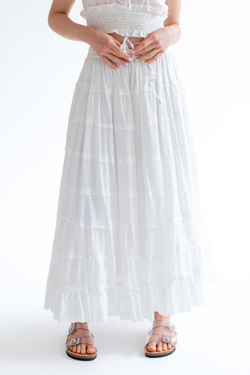 White Tiered Maxi Skirt