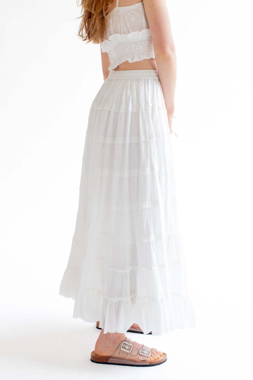 White Tiered Maxi Skirt