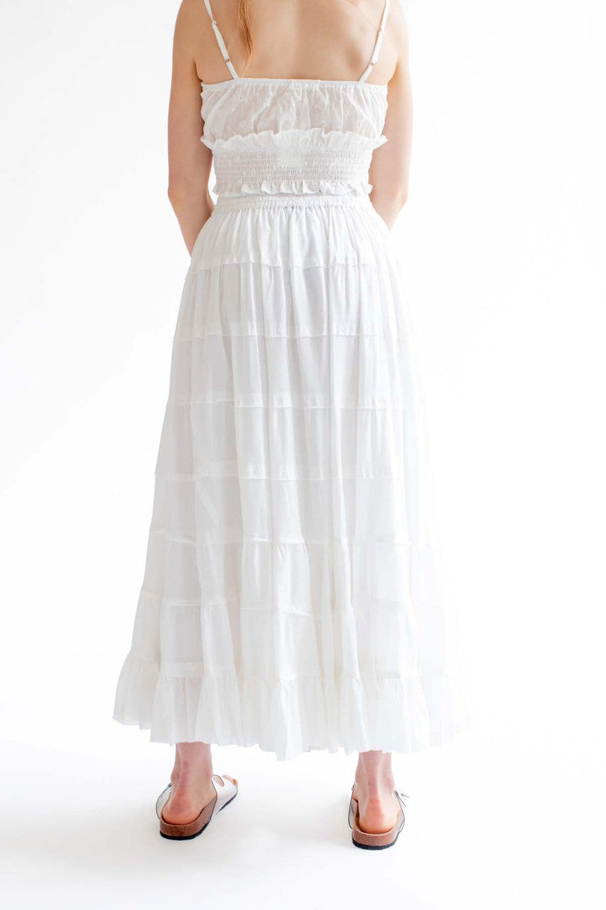 White Tiered Maxi Skirt
