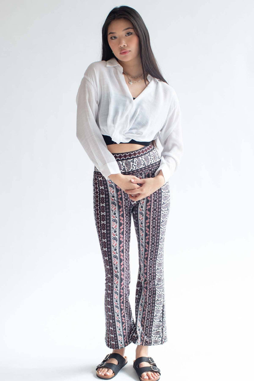 White Twist Waist Button Up Crop Shirt