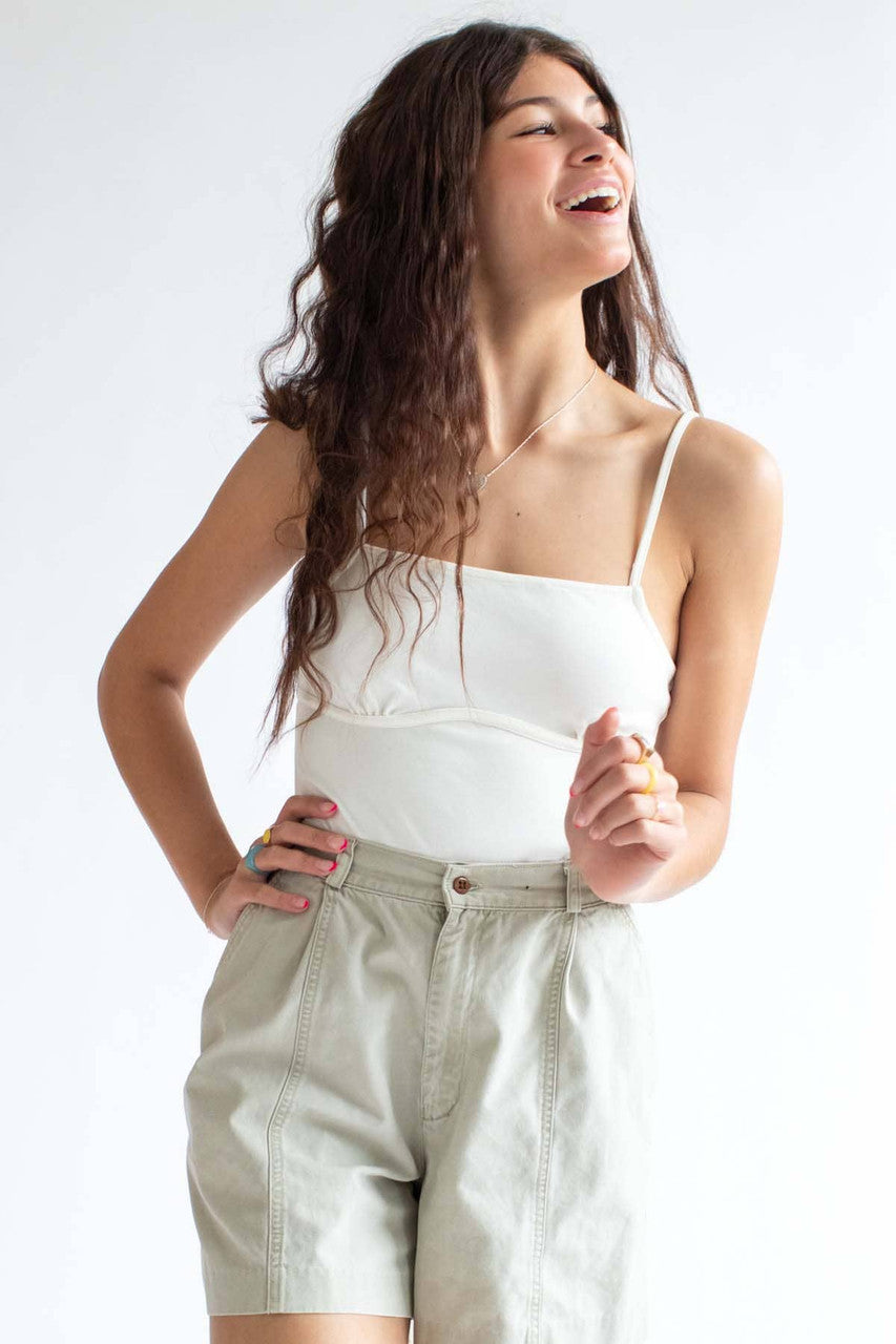 White Empire Waist Cami Bodysuit