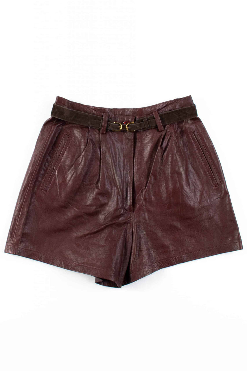 Burgundy Leather Shorts (sz. 40)