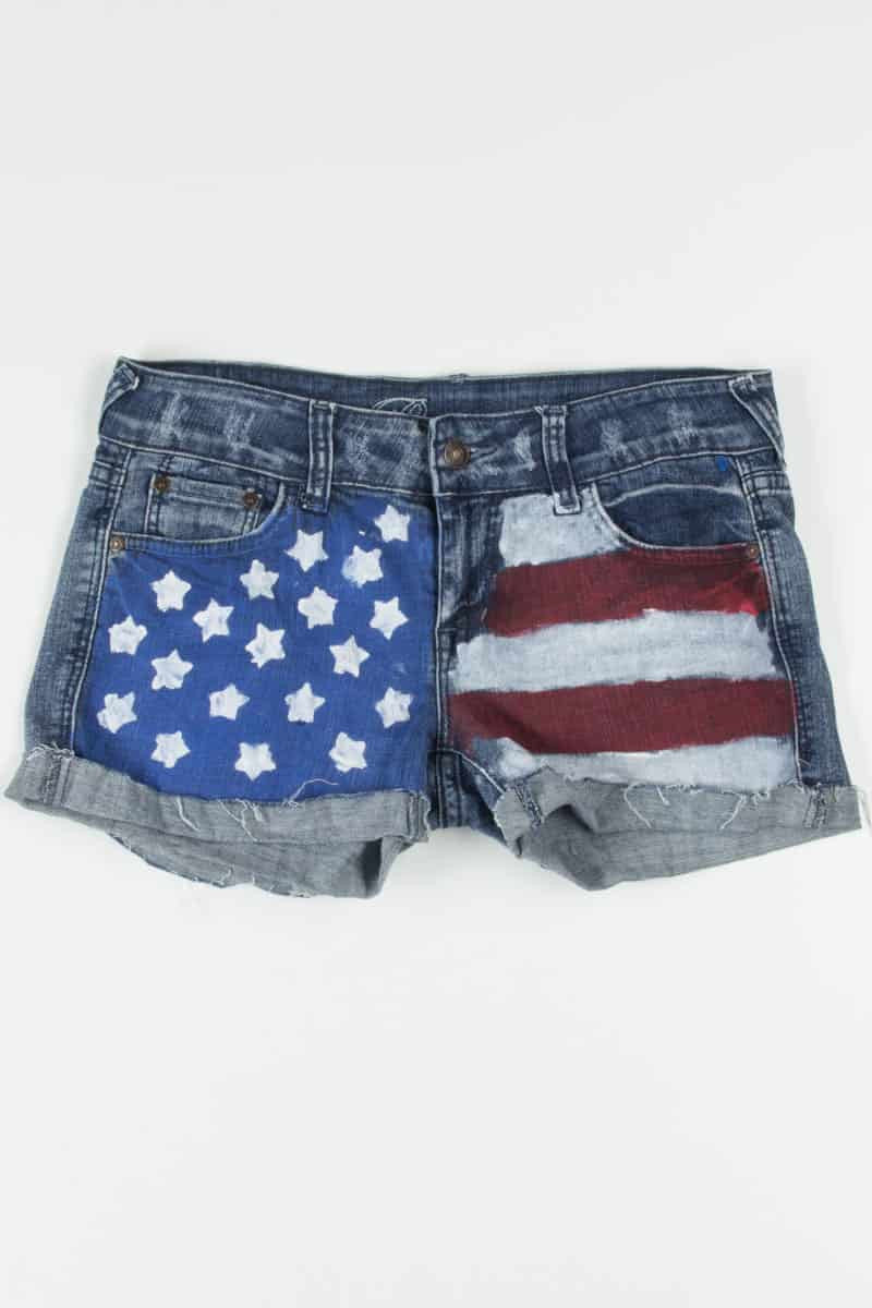 Painted USA Flag Denim Shorts (sz. 3/4 R)