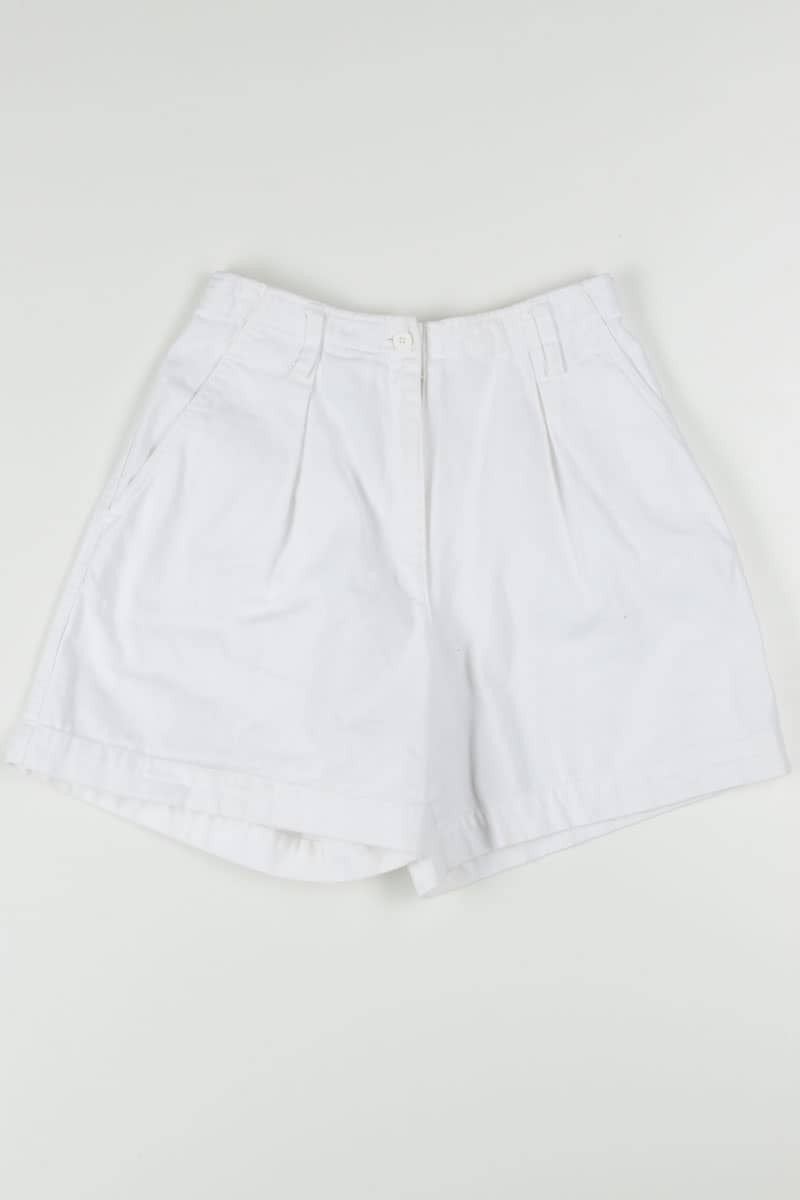 Women's Vintage Pleated White Denim Shorts 344 (sz. 4)
