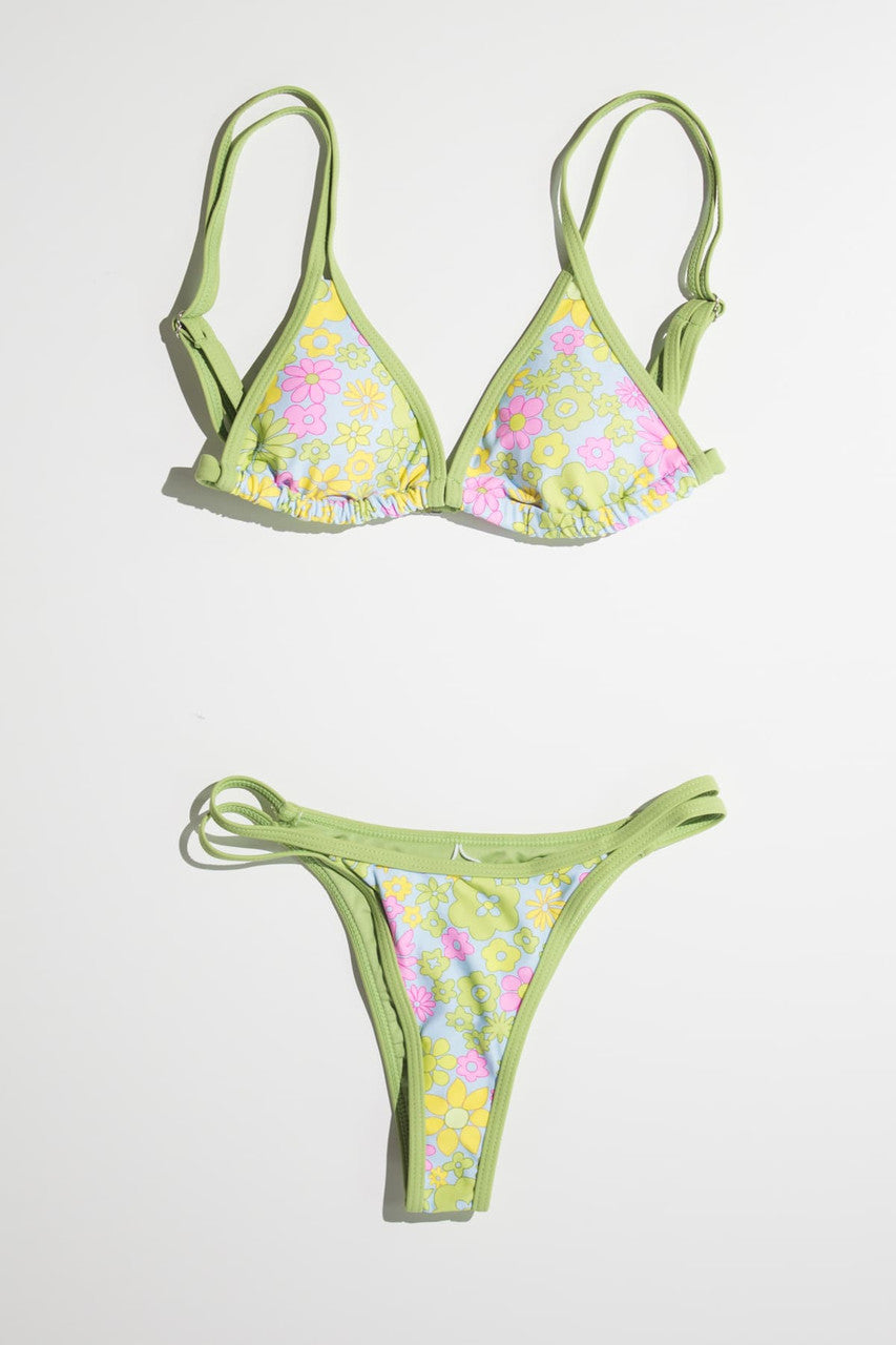 Lime 70s Floral Bikini Bottom