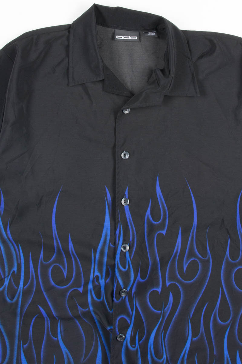 Blue Flame Rave Y2K Shirt