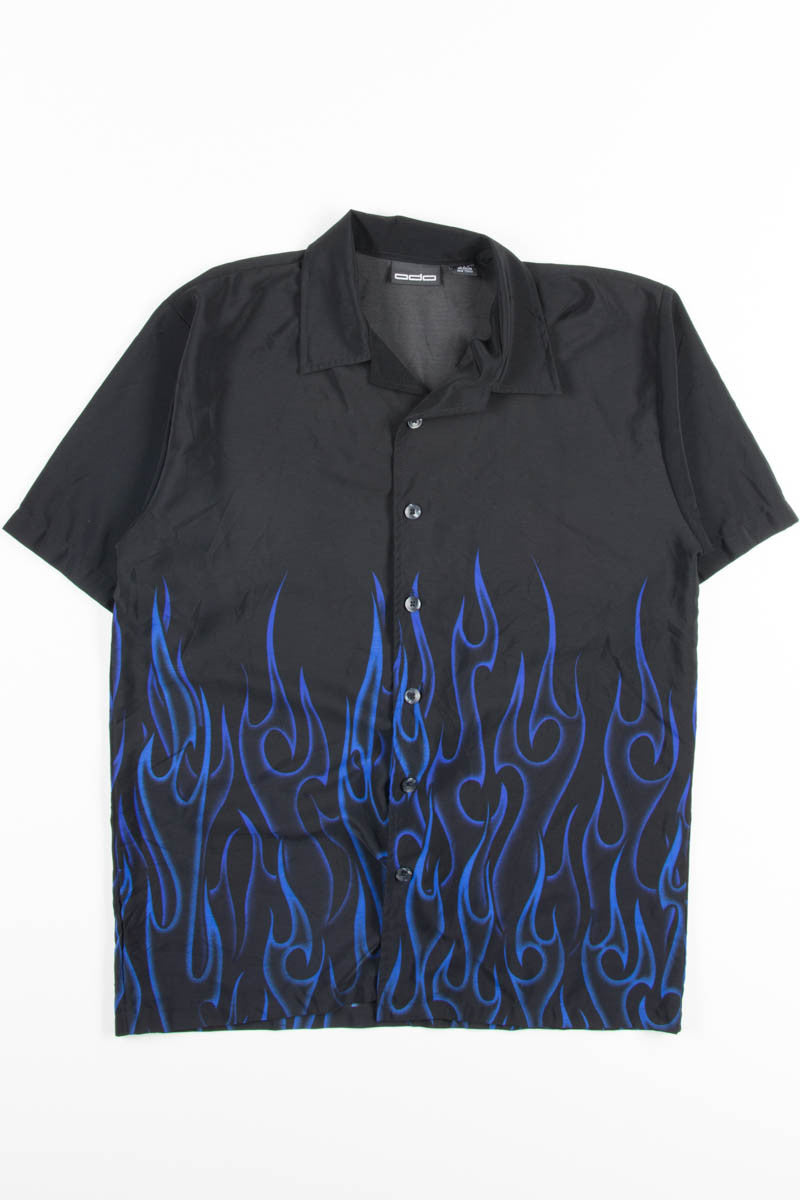 Blue Flame Rave Y2K Shirt