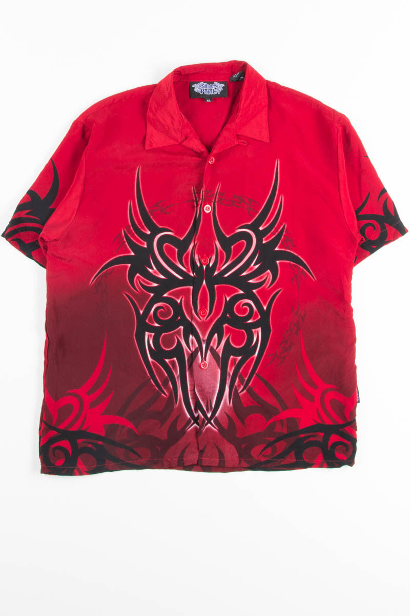 Red Tribal Rave Y2K Shirt
