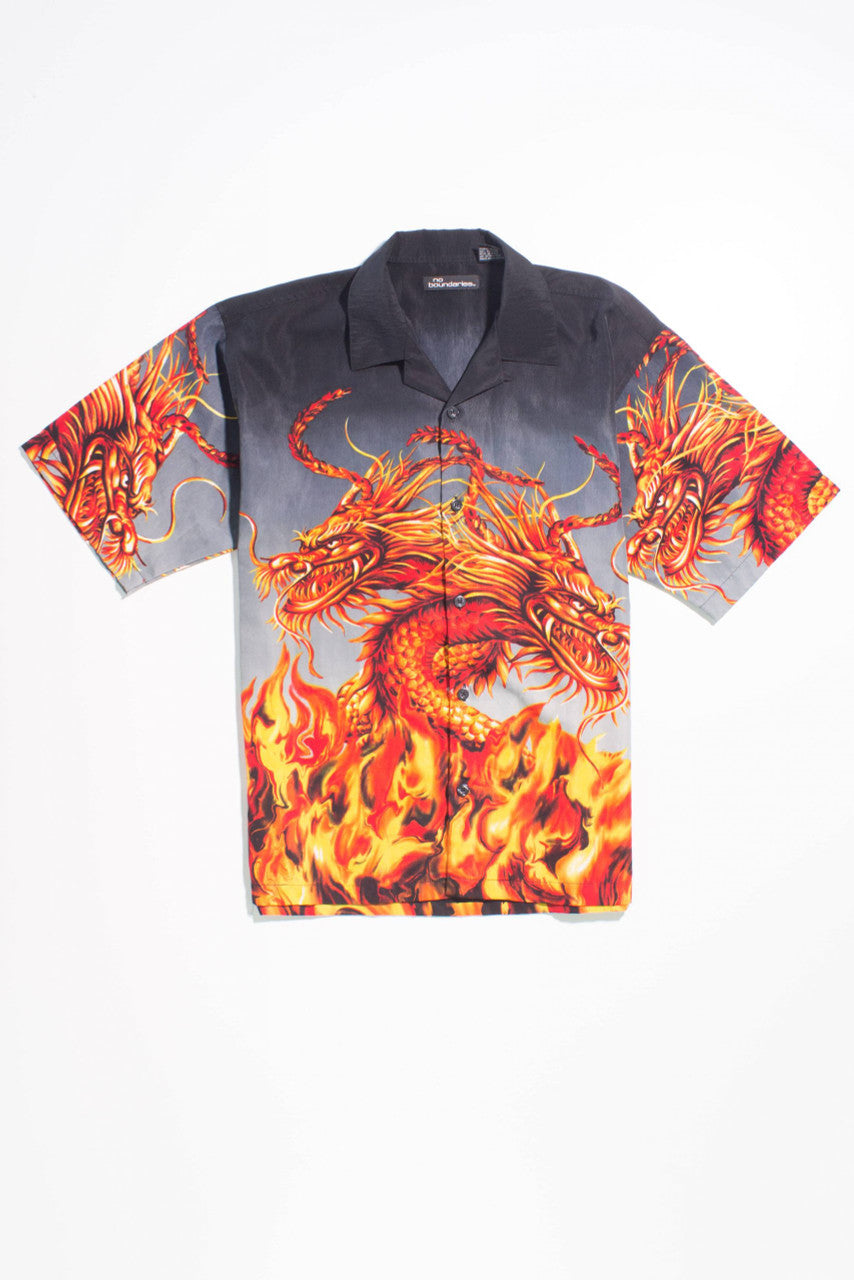 Y2K Flamed Dragon Button Down