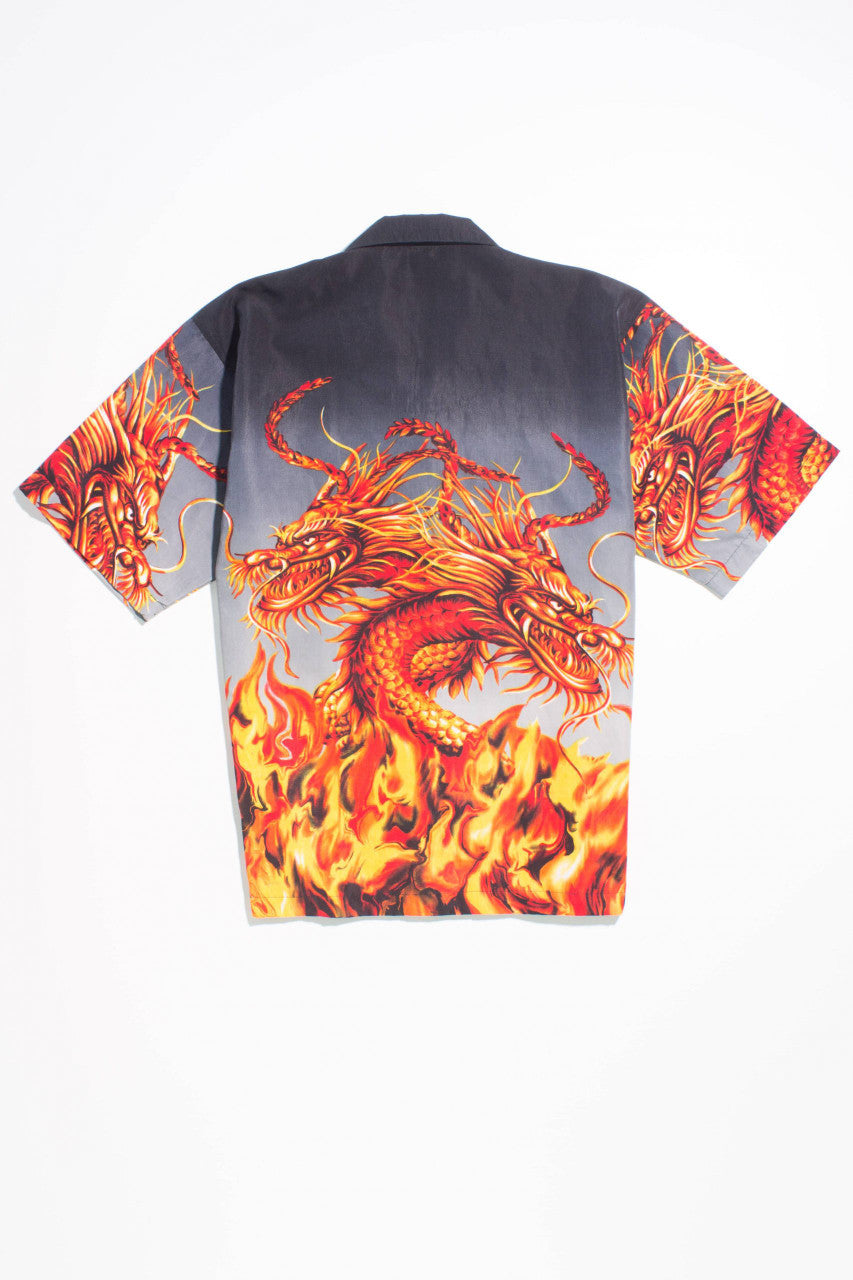 Y2K Flamed Dragon Button Down