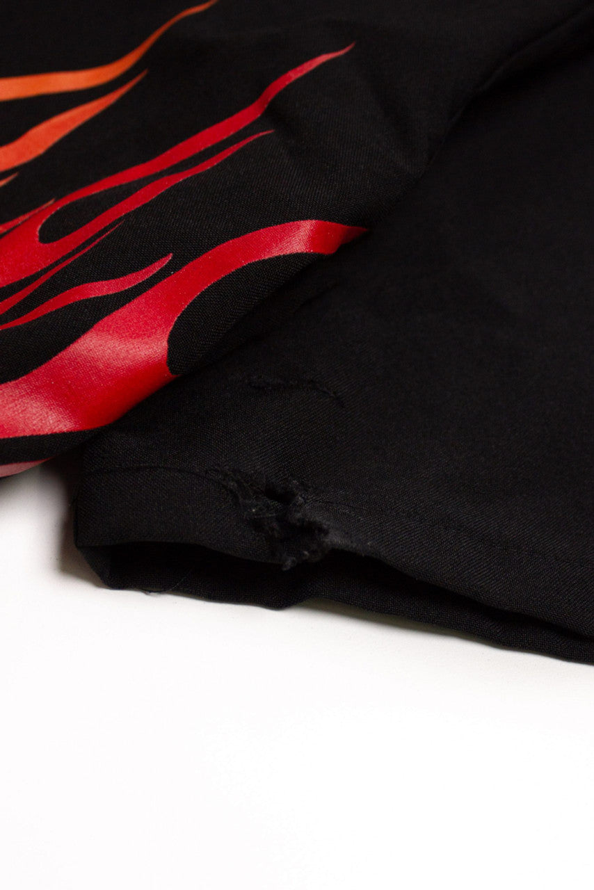 Vintage Dice Button Flames Y2K Shirt (2000s)