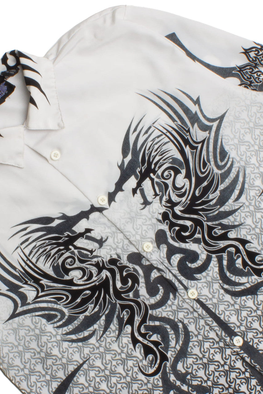 Vintage Silver Point Tribal Dragon Y2K Shirt 83