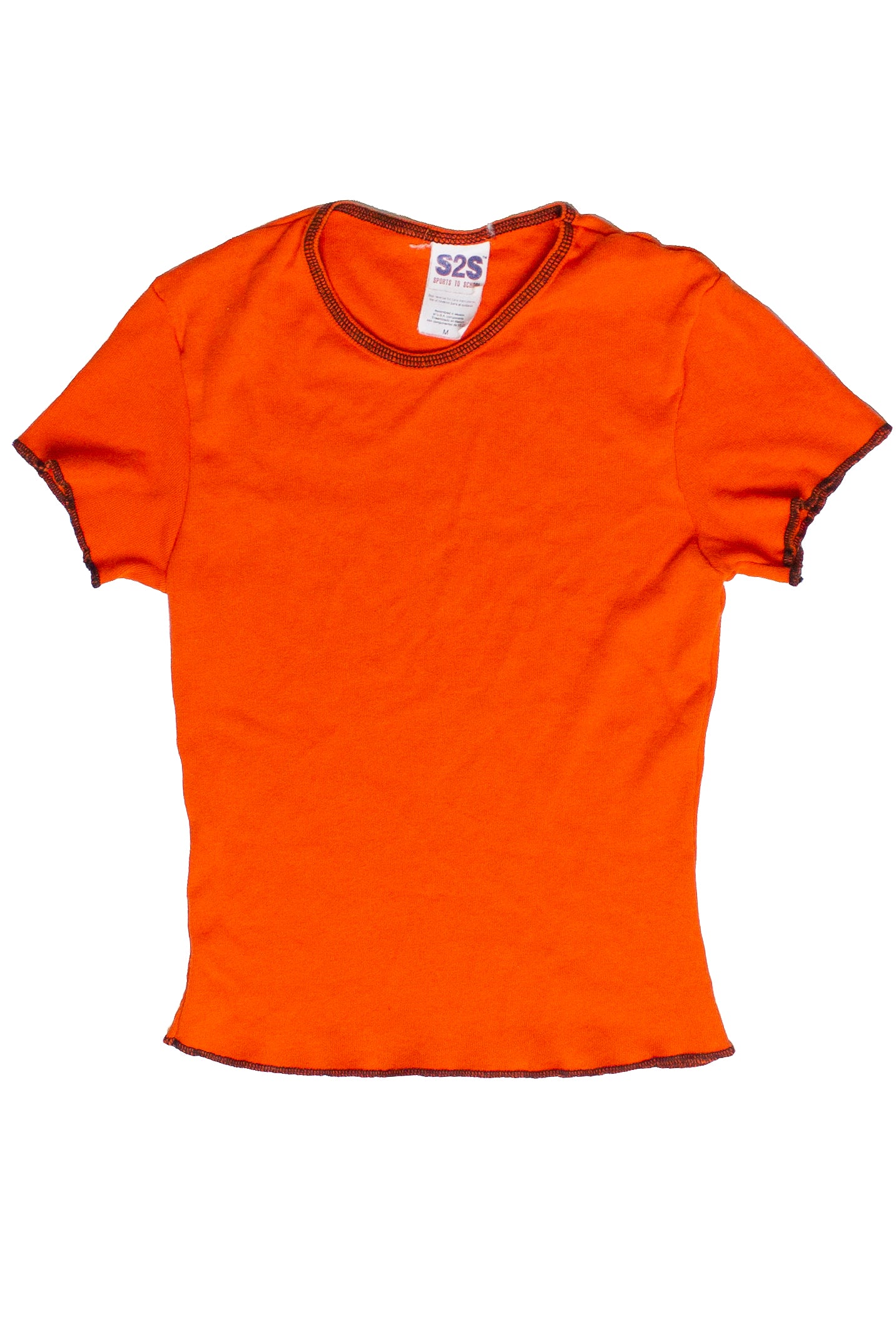 Vintage Y2K Deadstock Contrast Stitch Tee - Orange