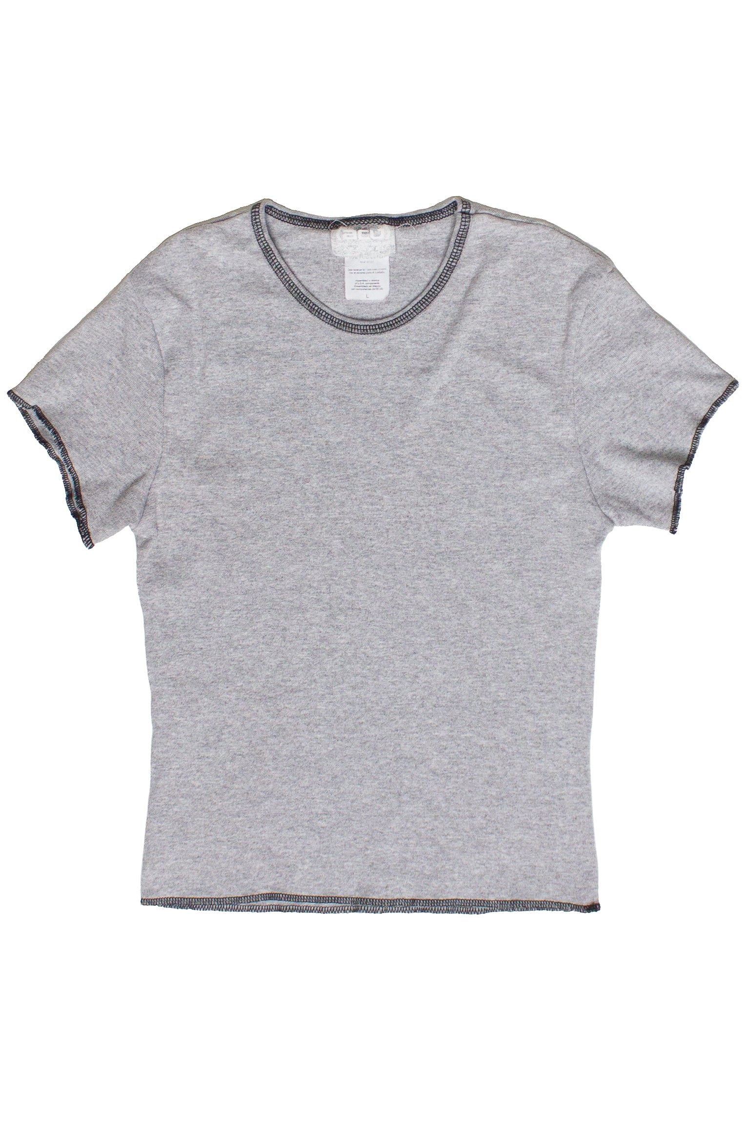 Vintage Y2K Deadstock Contrast Stitch Tee - Gray