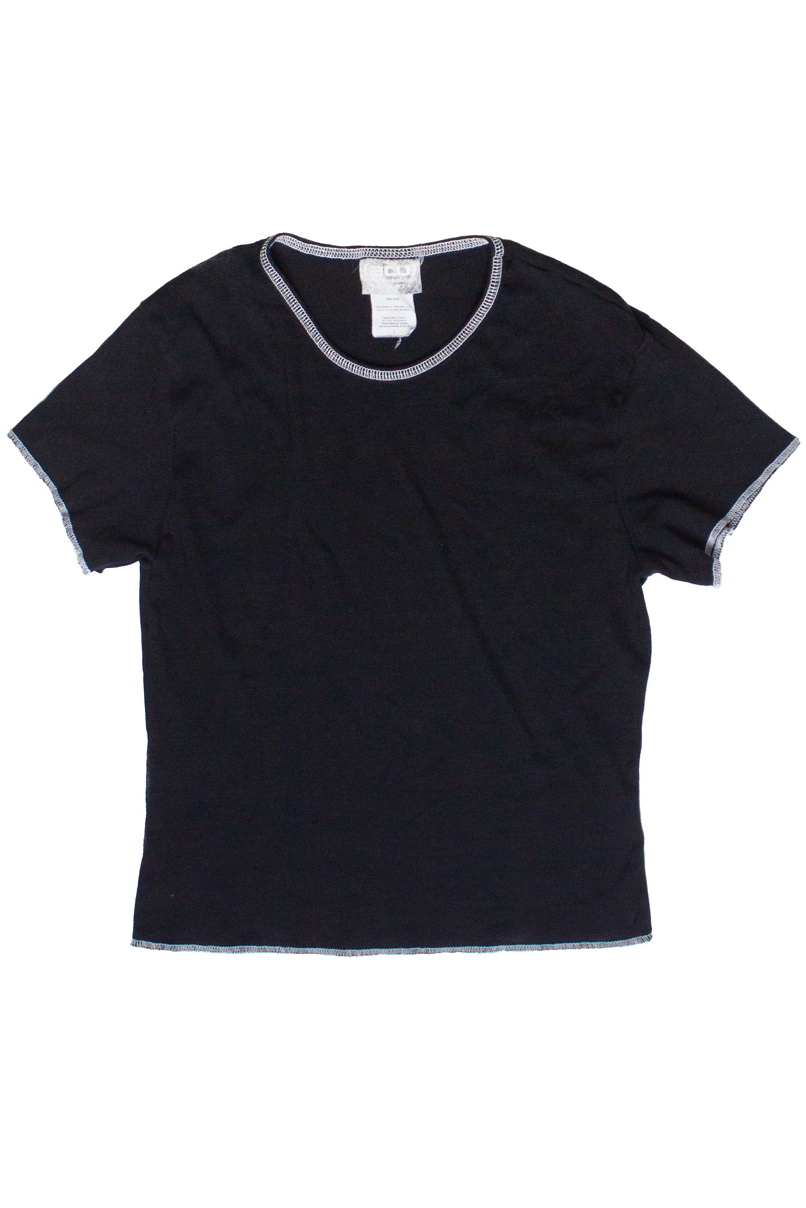 Vintage Y2K Deadstock Contrast Stitch Tee - Black