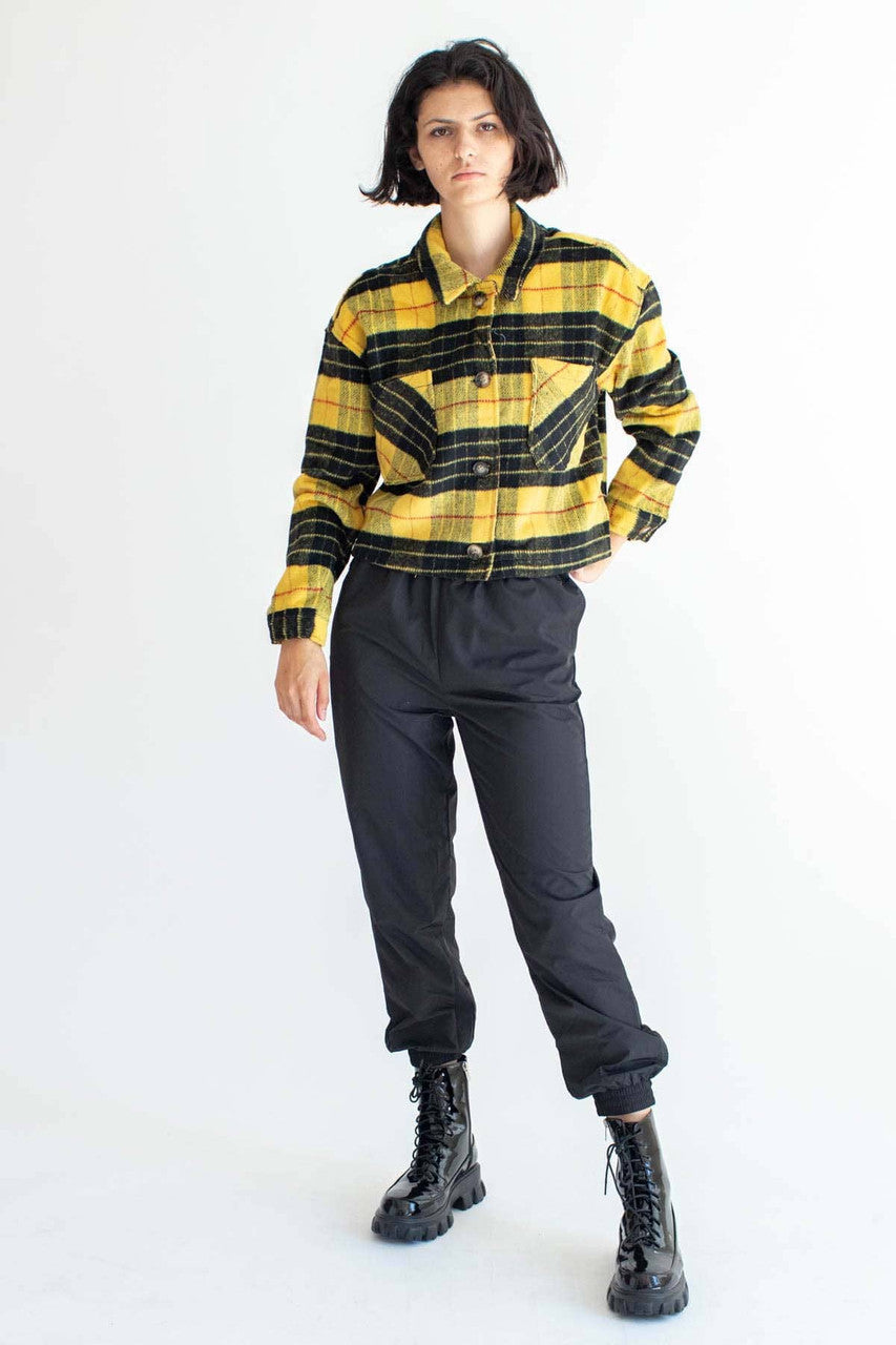 Yellow Plaid Cropped Jacket