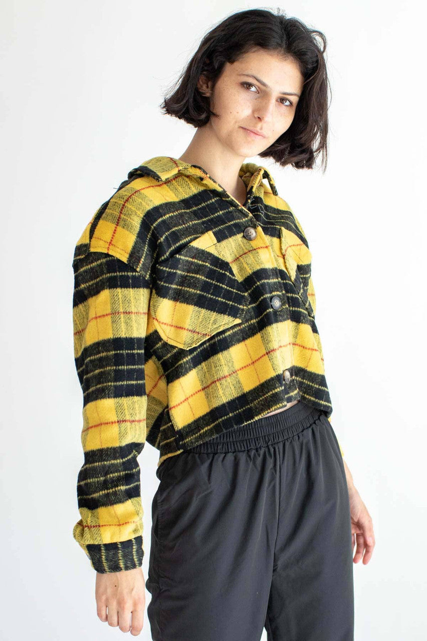 Yellow Plaid Cropped Jacket