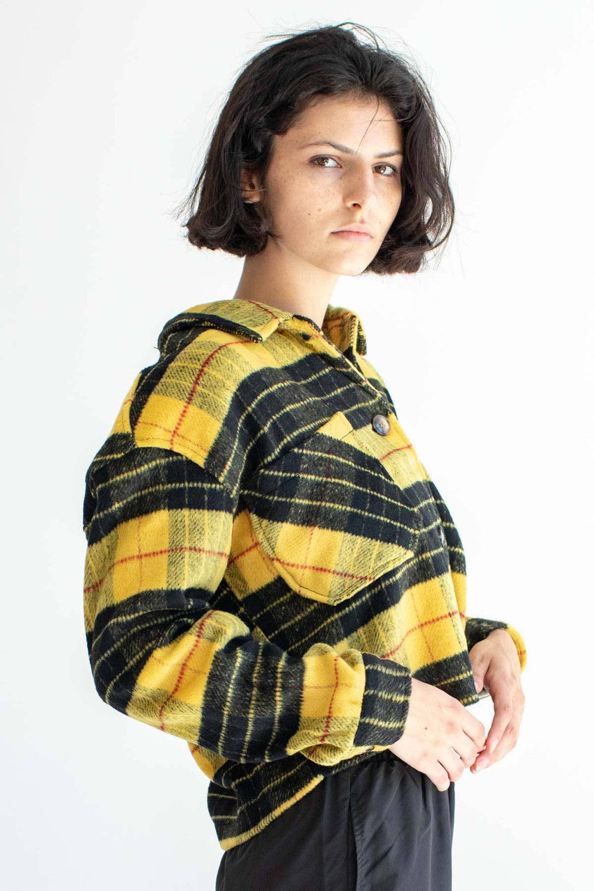 Yellow Plaid Cropped Jacket