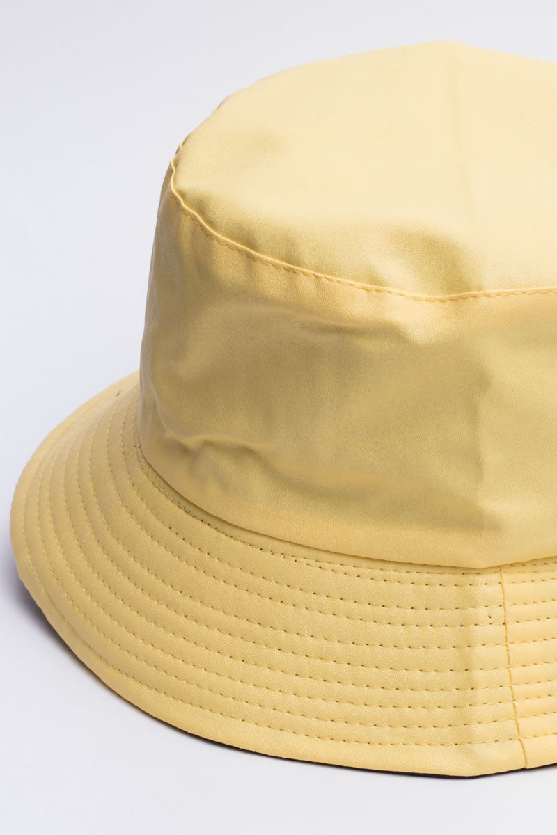 Yellow Pleather Bucket Hat