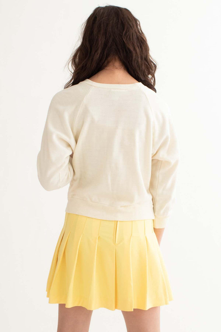 Yellow Stretch Pleated Skirt