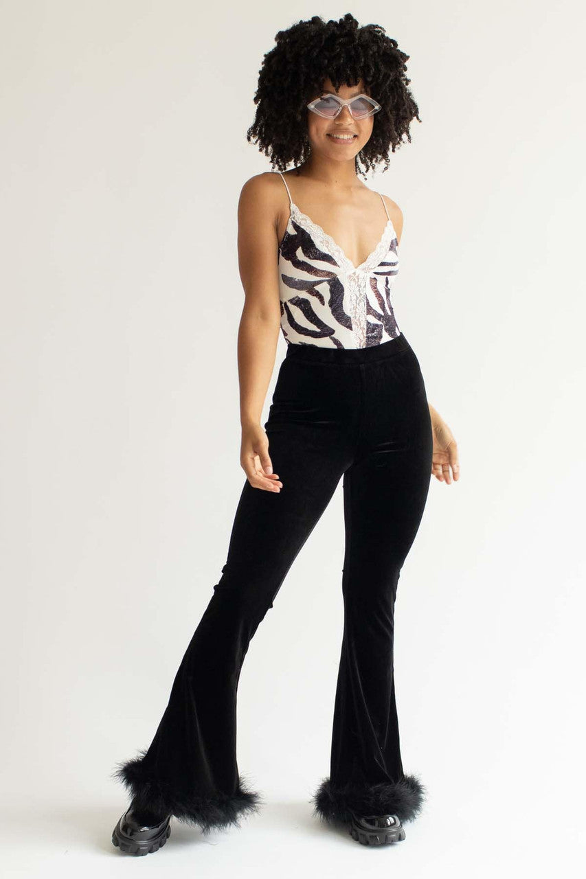 Zebra Print Lace Insert Bodysuit