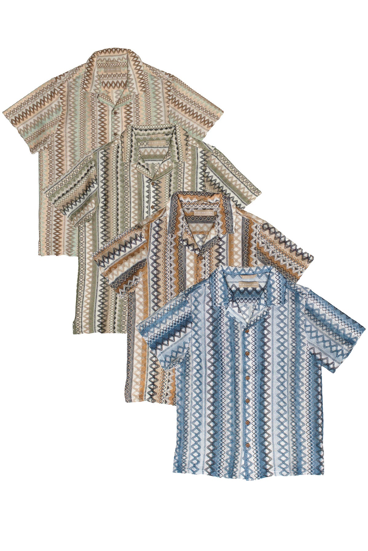 Zig Zag Woven Button Up Shirts