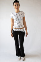 Polka Dot Fold Over Waist 08 Flare Pants