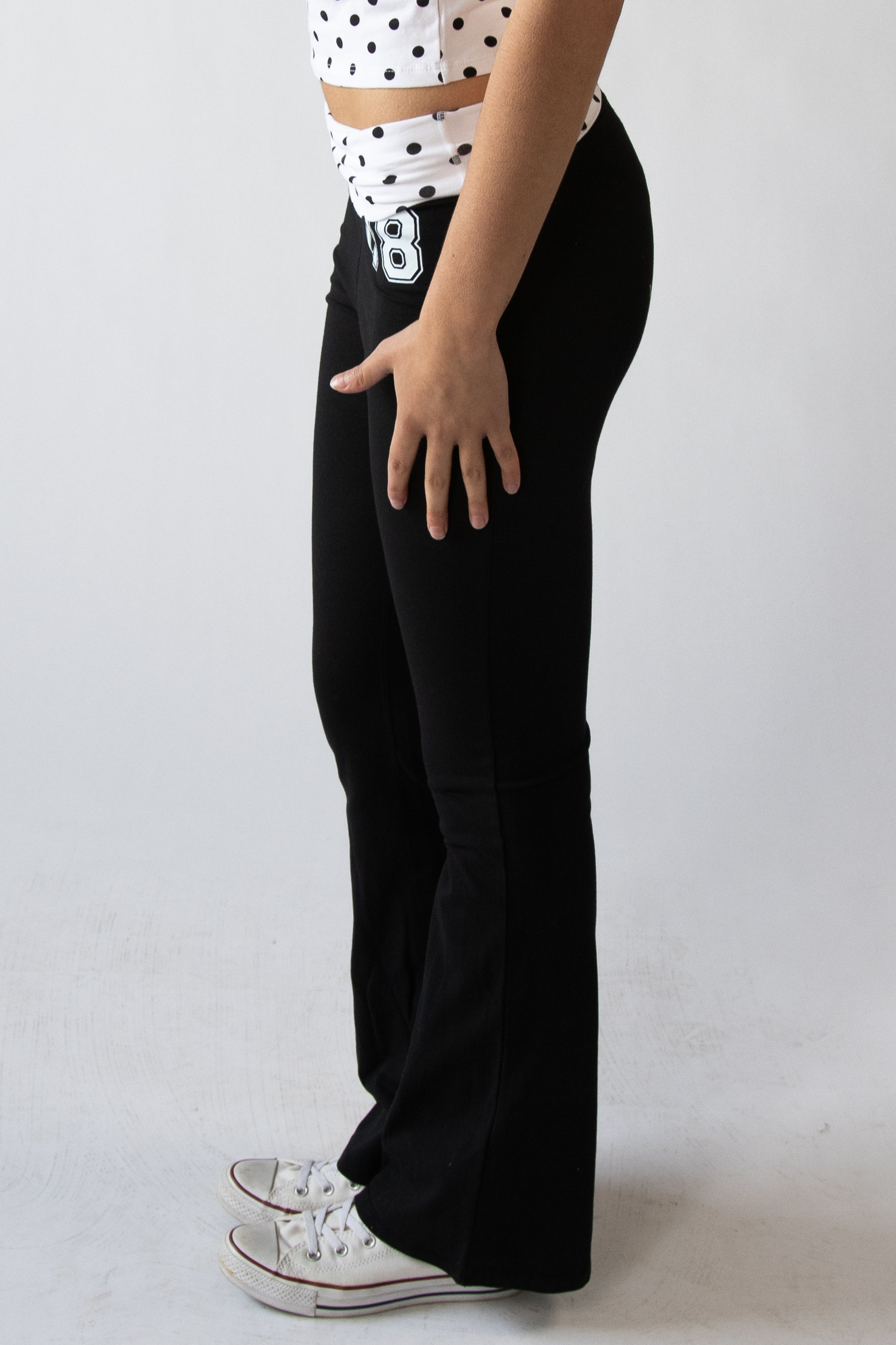 Polka Dot Fold Over Waist 08 Flare Pants