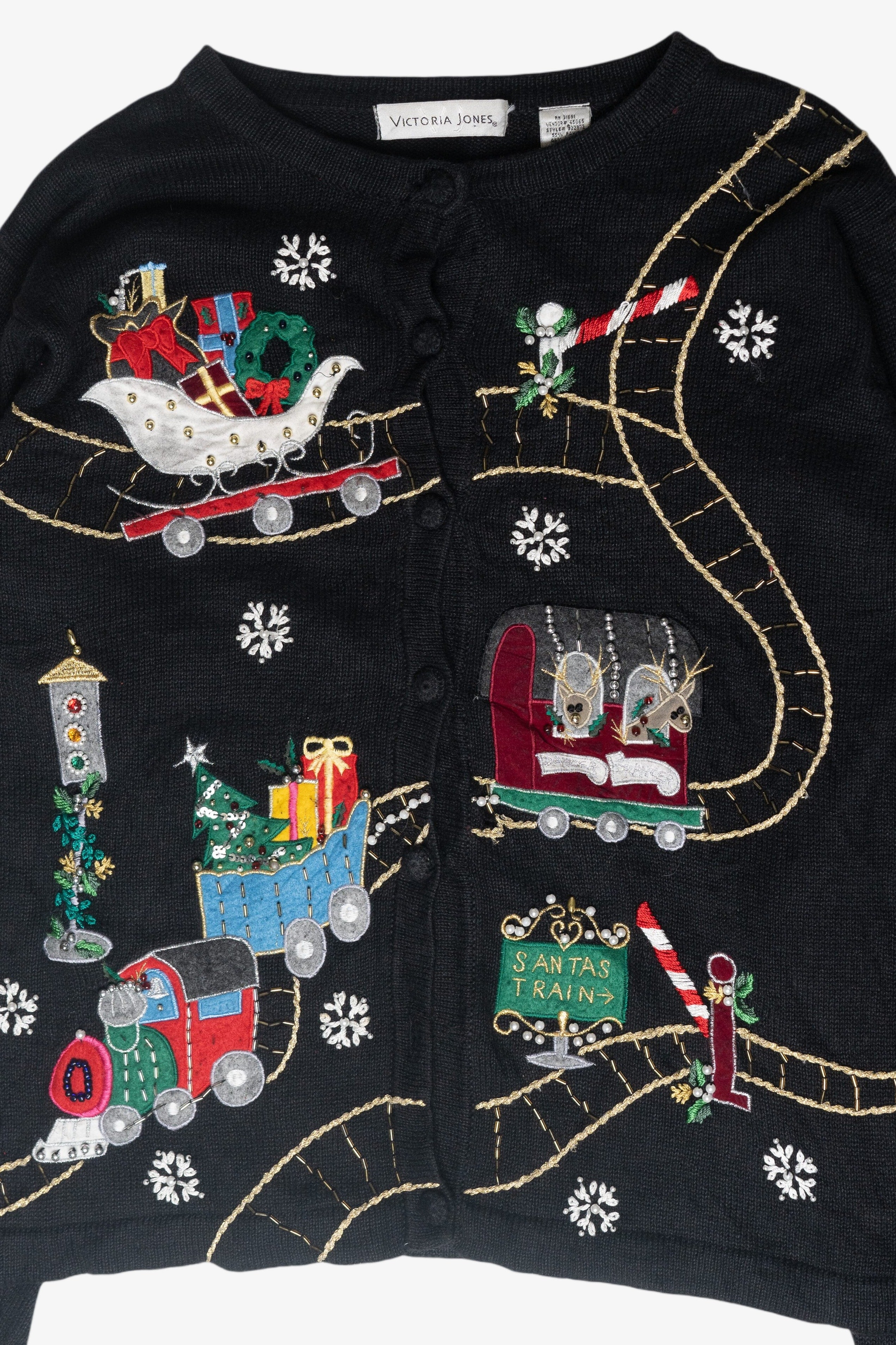 Christmas Train Vintage Ugly Cardigan (2000s)