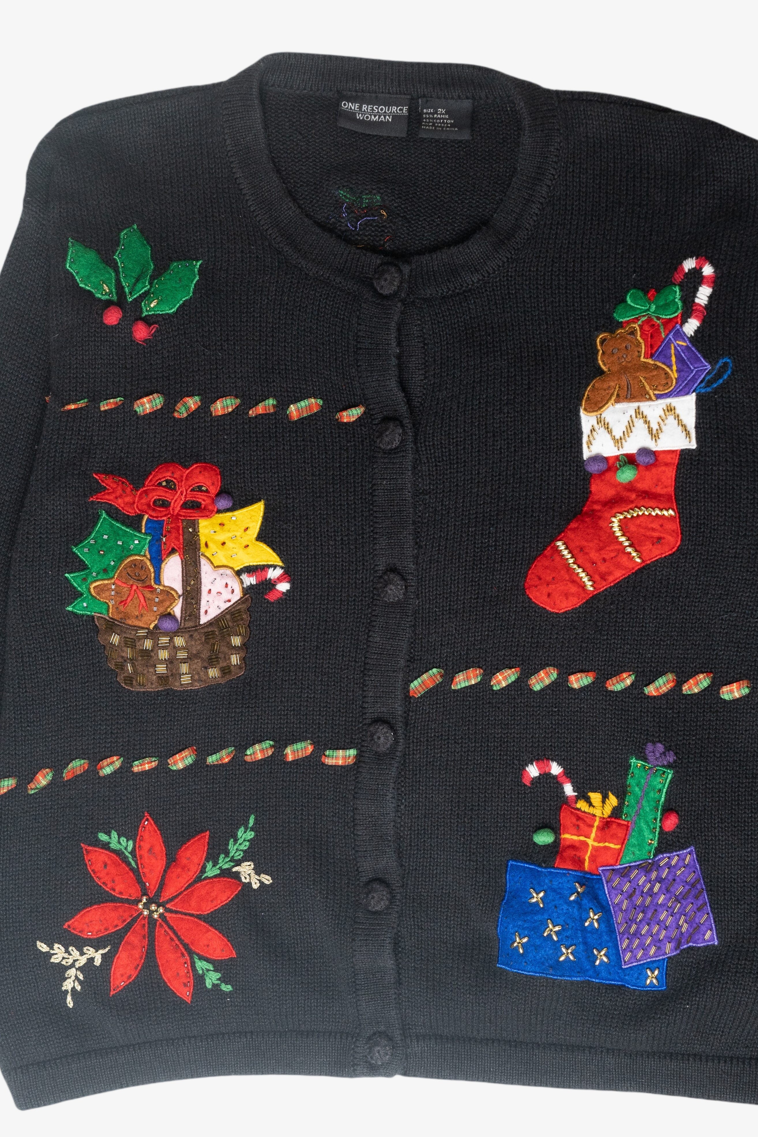 Presents Plaid Ribbon Ugly Vintage Christmas Sweater (2000s)