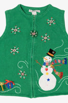 Vintage Green Carly St. Claire Snowmen Christmas Vest (1990s)