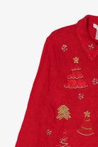 Vintage Red Victoria Jones Trees Ugly Christmas Cardigan (1990s)