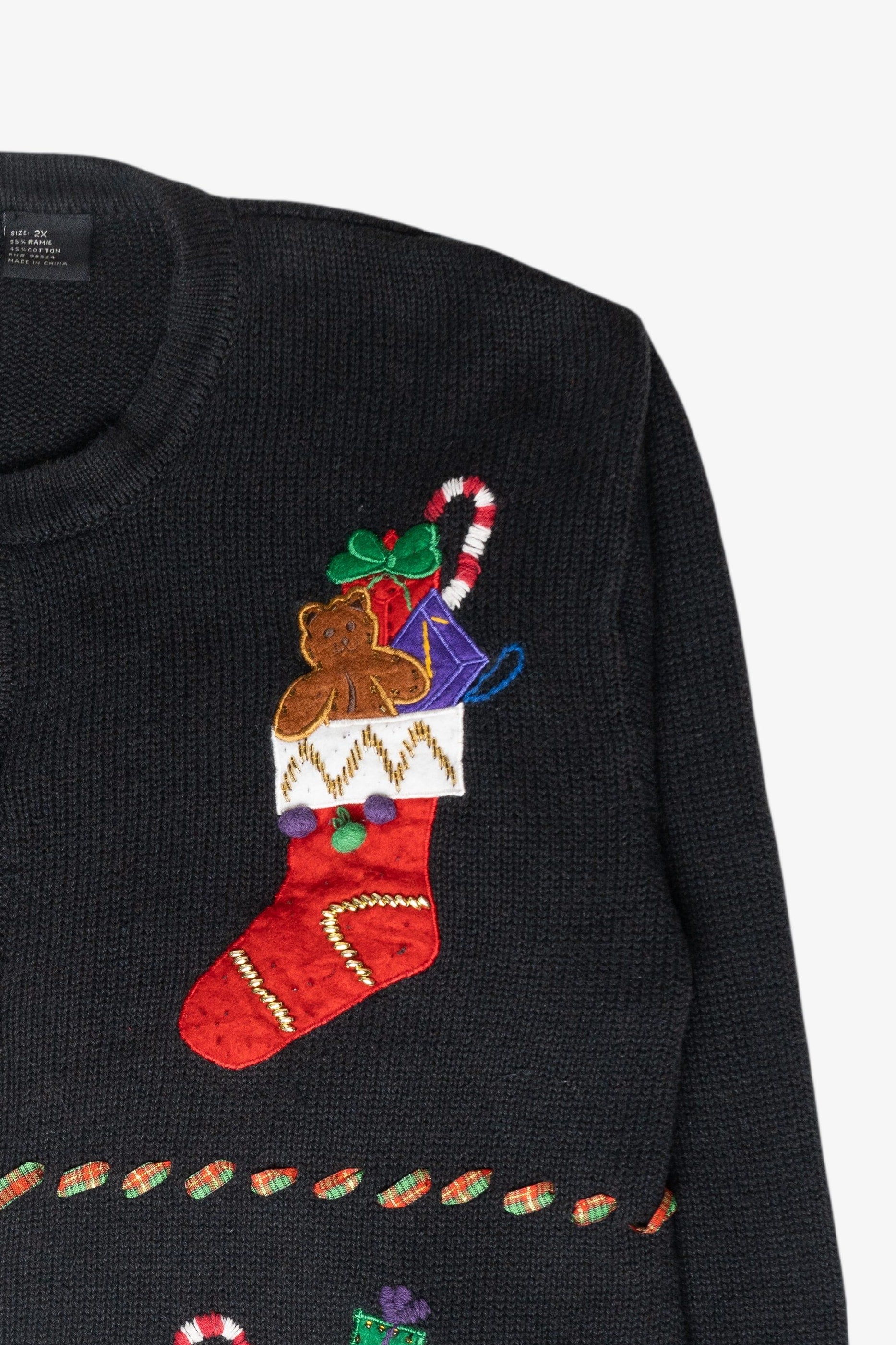 Presents Plaid Ribbon Ugly Vintage Christmas Sweater (2000s)