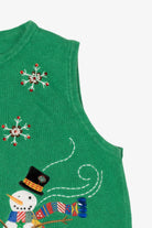 Vintage Green Carly St. Claire Snowmen Christmas Vest (1990s)