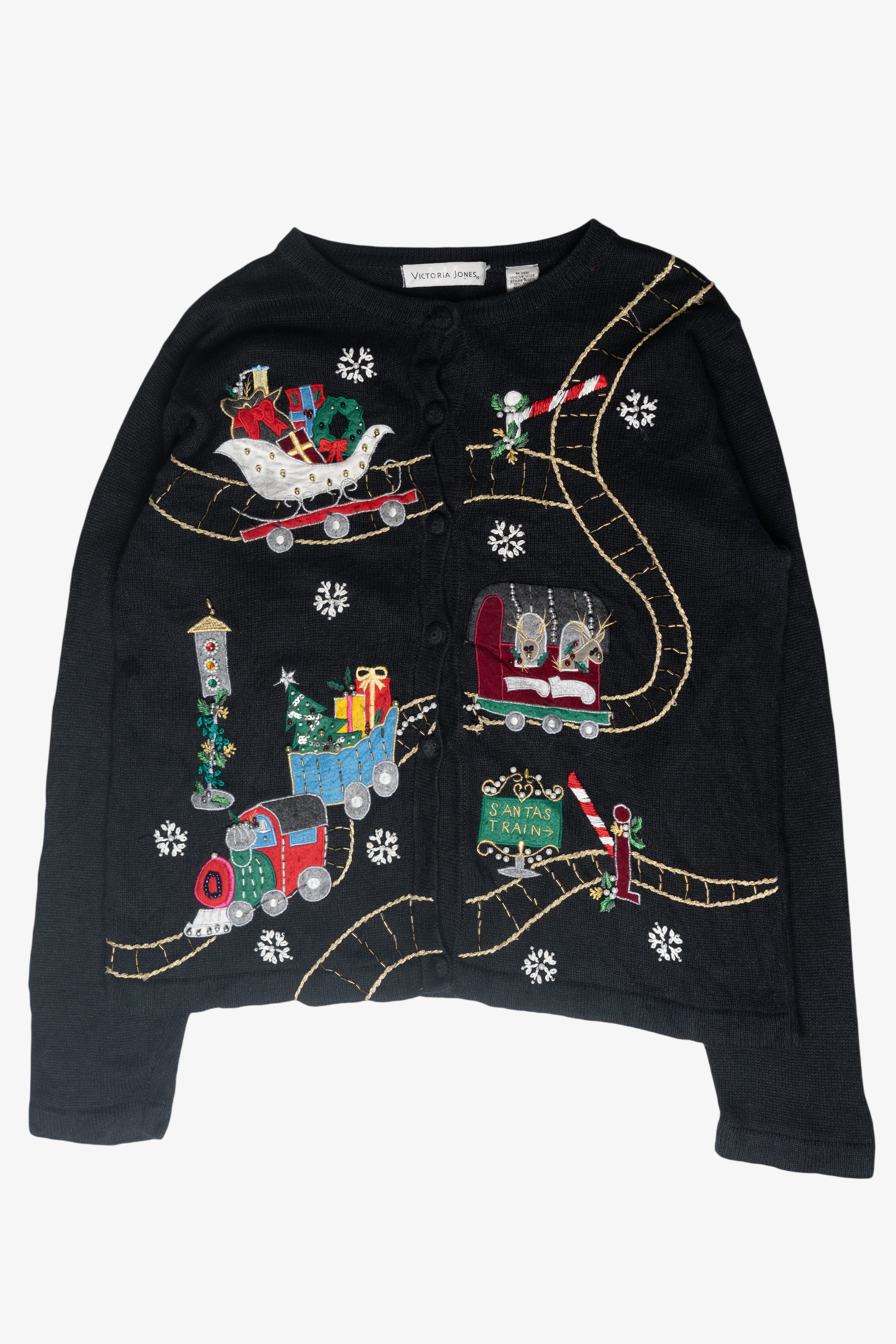 Christmas Train Vintage Ugly Cardigan (2000s)
