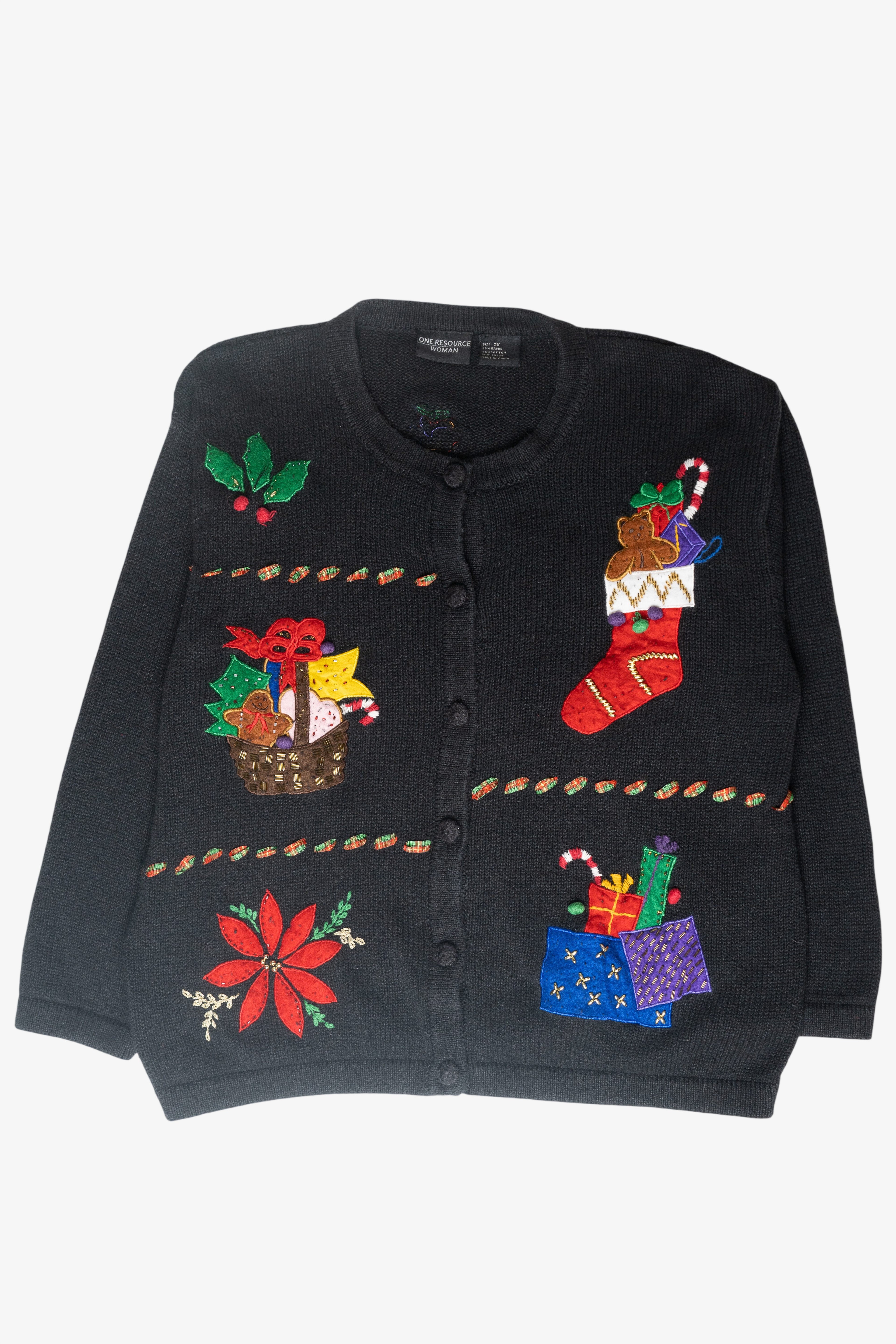 Presents Plaid Ribbon Ugly Vintage Christmas Sweater (2000s)