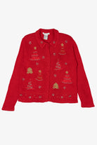 Vintage Red Victoria Jones Trees Ugly Christmas Cardigan (1990s)