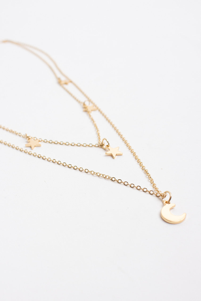 Gold Layered Star & Moon Necklace