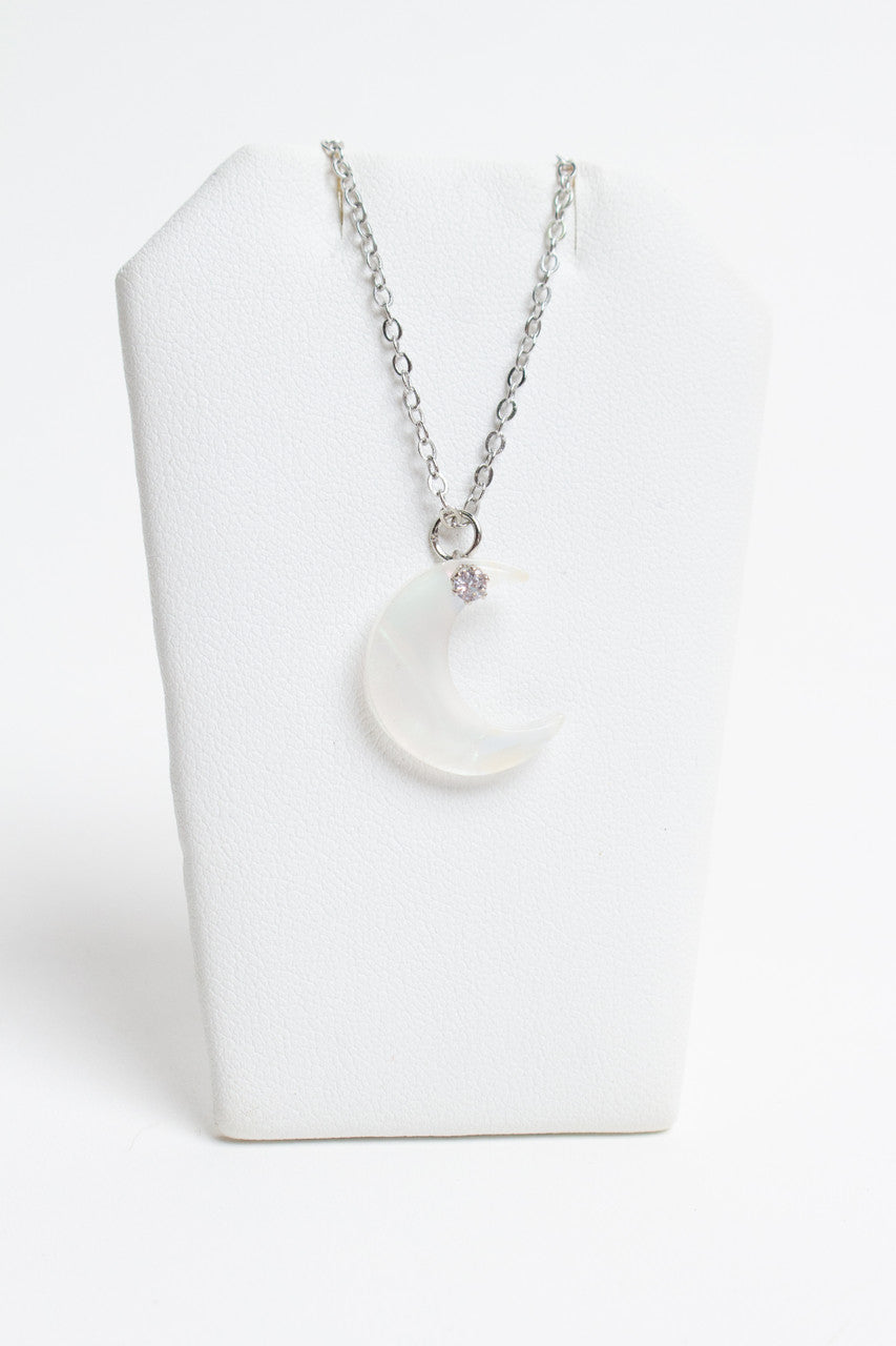 Iridescent Crescent Moon Necklace