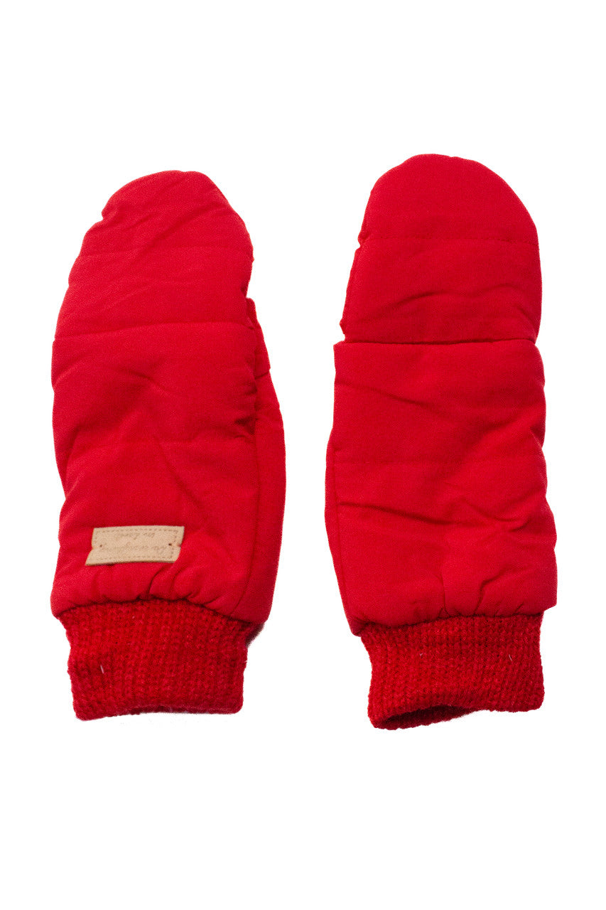 Red Puffer Flip Mittens