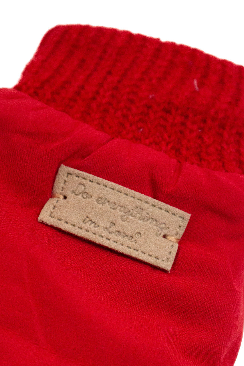 Red Puffer Flip Mittens